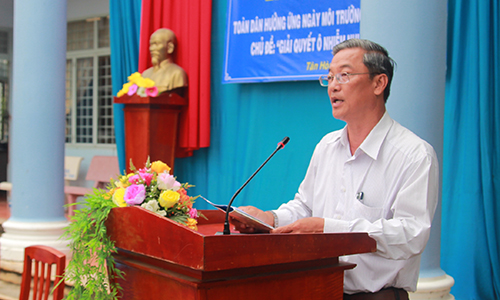 Chủ tịch Ủy ban MTTQ tỉnh Huỳnh Văn Hải Phó kêu gọi hưởng ứng Ngày Môi trường thế giới 5-6-2018.