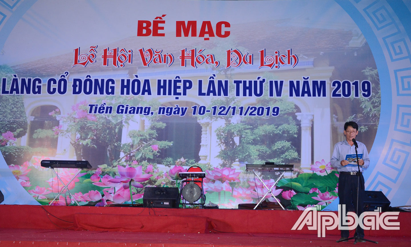 Phó Giám đốc VH-TT&DL Võ Phạm Tân phát biểu tại Lễ bế mạc.