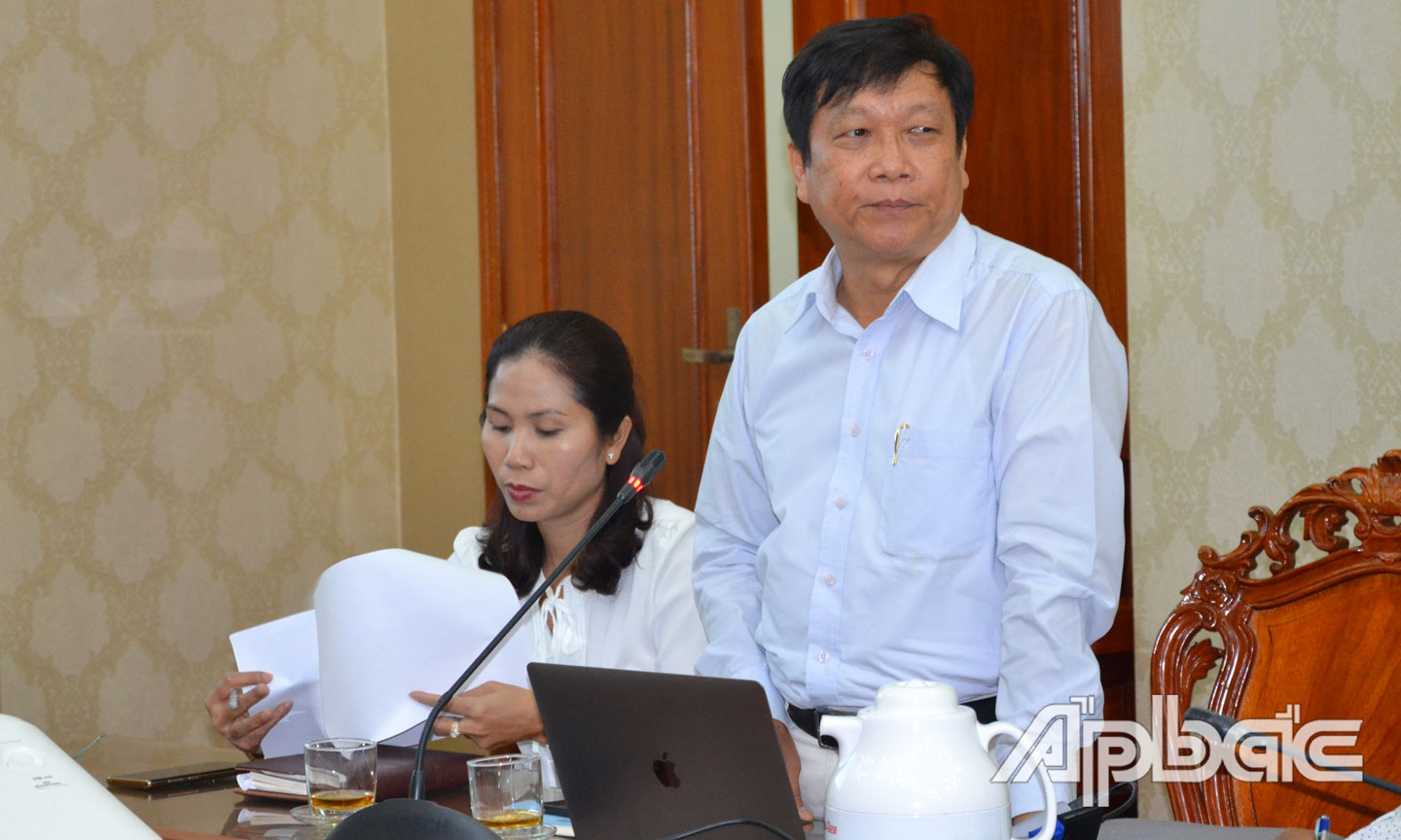 Đại diện Công ty cổ phần công nghiệp thực phẩm Thabico Tiền Giang phát biểu ý kiến.