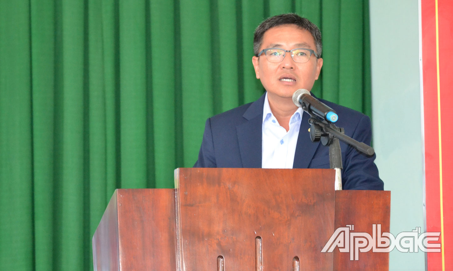 Ông Trương Hoàng Thanh, Phó tổng Giám đốc NS BlueScope Việt Nam phát biểu tại Lễ trao tặng các mái nhà thép.