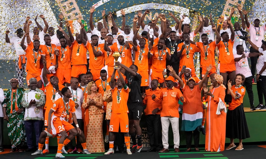 Đội tuyển Bờ Biển Ngà đăng quang vô địch Cúp bóng đá châu Phi 2023. Ảnh: AP 