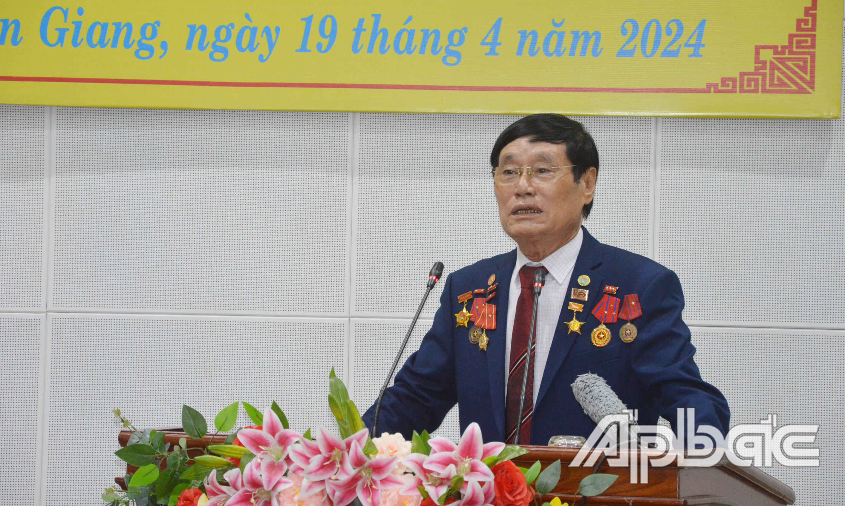 Chủ tịch HĐQT HTX Rạch Gầm Trần Đỗ Liêm phát biểu tại Lễ kỷ niệm.