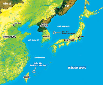 Bản đồ về quần đảo Senkaku/Điếu Ngư trên biển Hoa Đông. Ảnh: Japan Times