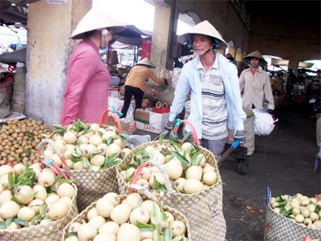 Chợ đầu mối trái cây Vĩnh Kim và những ngày cuối năm. Ảnh NGÔ TÔNG