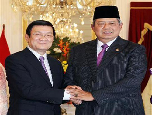 Chủ tịch nước Trương Tấn Sang và Tổng thống Bambang Yudhoyono (Ảnh:TTXVN)