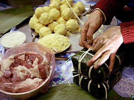 Nguyên liệu cho món Bánh Chưng của Việt Nam.