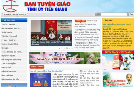 Giao diện trang chủ website.