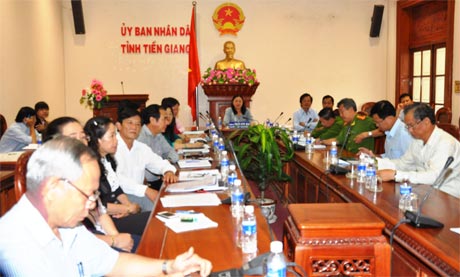 Hội nghị trực tuyến tại đầu cầu Tiền Giang.