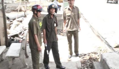 Đội Dân phòng xã An Hữu trong giờ trực.