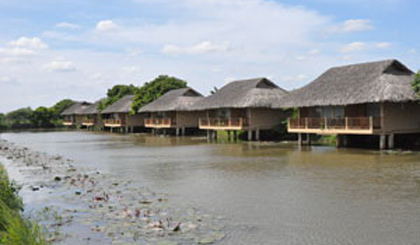 Một góc khu resort MeKong Riverside ở Cái Bè đạt tiêu chuẩn 4 sao.