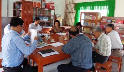Một góc Trung tâm học tập cộng đồng xã Long An (được bố trí chung với phòng đọc sách của xã).