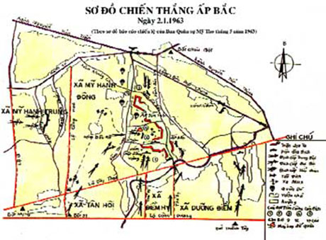 Sơ đồ diễn biến trận Ấp Bắc.