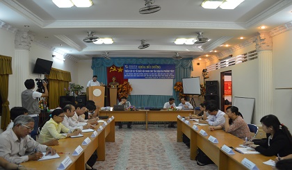 Ông Nguyễn Văn Phước Cường, chủ tịch hội nhà báo Tiền Giang phát biểu khai mạc 