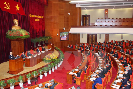Quang cảnh khai mạc Hội nghị lần thứ mười một của Ban Chấp hành Trung ương Đảng. Ảnh: Thống Nhất/TTXVN