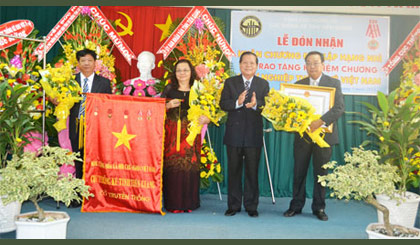 Ông Nguyễn Văn Khang, Chủ tịch UBND tỉnh, thừa ủy quyền của Chủ tịch nước trao Huân chương Độc lập hạng Nhì cho Cục Thống kê tỉnh.