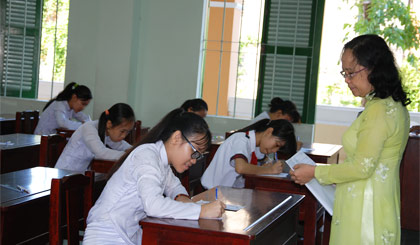 Giám thị hướng dẫn các TS kiểm tra lại những thông tin cần thiết trước khi thi