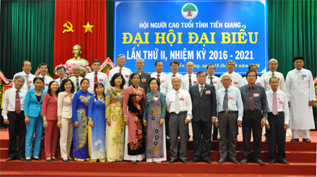 Ban Chấp hành Hội NCT tỉnh nhiệm kỳ mới ra mắt trước đại hội.