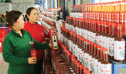 Sản phẩm vang nho được nhiều du khách tìm mua mỗi khi đến Ninh Thuận. Ảnh: Văn Miên