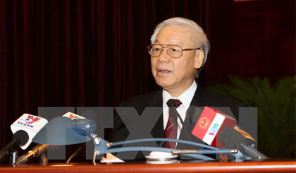 Bí thư Nguyễn Phú Trọng phát biểu tại Lễ kỷ niệm. Ảnh : Trí Dũng/TTXVN