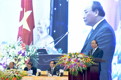 Thủ tướng đề nghị các doanh nghiệp, doanh nhân hãy nói không với tiêu cực, thực hiện kinh doanh với tinh thần liêm chính, không tiếp tay cho tiêu cực, nhũng nhiễu. Ảnh: VGP/Quang Hiếu