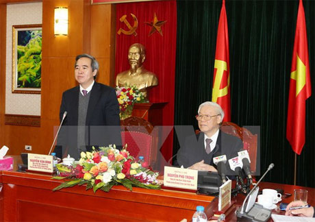 Ông Nguyễn Văn Bình, Ủy viên Bộ Chính trị, Bí thư Trung ương Đảng, Trưởng Ban Kinh tế Trung ương phát biểu tại buổi làm việc. Ảnh: Trí Dũng/TTXVN