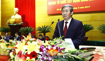 Ủy viên Bộ Chính trị, Thường trực Ban Bí thư Đinh Thế Huynh dự và chỉ đạo hội nghị. Ảnh: TTXVN