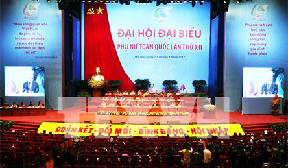 Đại hội đại biểu Phụ nữ toàn quốc lần thứ XII, nhiệm kỳ 2017-2022. Nguồn: TTXVN