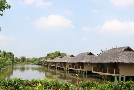 Các phòng nghỉ của khu du lịch nghĩ dưỡng Mekong Riverside (xã Hòa Khánh, huyện Cái Bè).