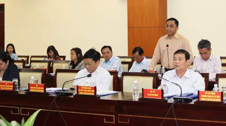 Các đại biểu phát biểu ý kiến tại hội nghị .
