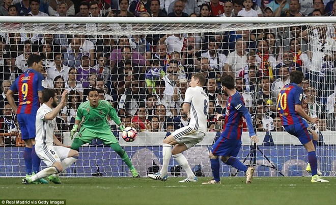 Messi đã ghi bàn đúng vào phút cuối mang chiến thắng về cho Barcelona. (Nguồn: Getty Images)