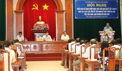 Quang cảnh Hội nghị triển khai Nghị quyết về phát triển du lịch.