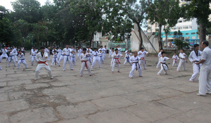 Lớp võ của Nhà Thiếu nhi tỉnh.