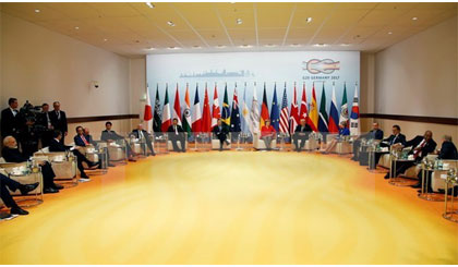 Toàn cảnh Hội nghị thượng đỉnh G20 tại Hamburg ngày 7-7. Nguồn: EPA/TTXVN