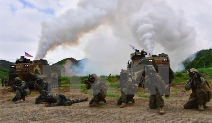 Binh sỹ Mỹ, Hàn Quốc tham gia một cuộc tập trận chung. Nguồn: AFP/TTXVN