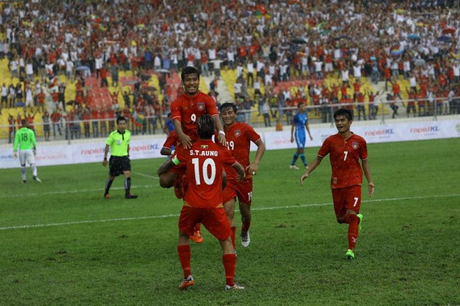 Aung Thu mang chiến thắng về cho U22 Myanmar. (Nguồn: MFF)