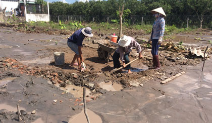 Khu đất PLBN vừa được san lấp mặt bằng tại ấp 1, xã Đạo Thạnh, TP. Mỹ Tho.