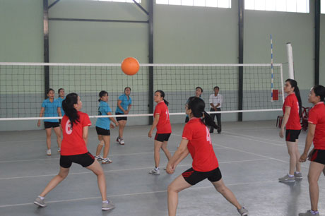 Thi dấu bóng chuyền hơi nữ.