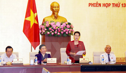 Chủ tịch Quốc hội Nguyễn Thị Kim Ngân phát biểu bế mạc phiên họp thứ 13. Ảnh: Nguyễn Dân/TTXVN