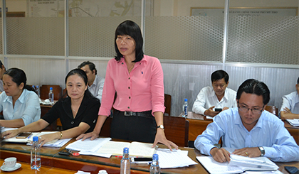 Lãnh đạo TP. Mỹ Tho phát biểu tại buổi làm việc với Đoàn giám sát