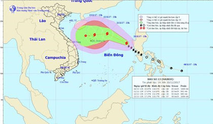 Đường đi của cơn bão. (Nguồn: nchmf.gov.vn)