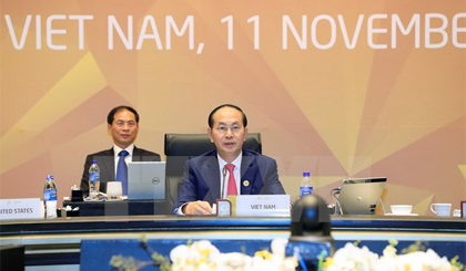 Chủ tịch nước Trần Đại Quang phát biểu bế mạc hội nghị. Ảnh: TTXVN