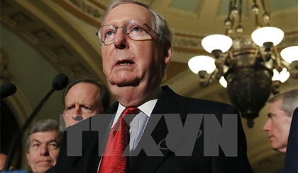 Lãnh đạo đa số Thượng viện Mỹ Mitch McConnell trong cuộc họp báo tại Washington DC., ngày 14/11. Nguồn: AFP/TTXVN