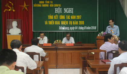 Ông Phan Thanh Tâm, Chủ tịch kiêm Giám đốc Petrolimex Tiền Giang phát biểu tại hội nghị.