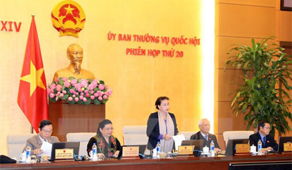 Chủ tịch Quốc hội Nguyễn Thị Kim Ngân chủ trì và phát biểu khai mạc Phiên họp thứ 20 của Ủy ban Thường vụ Quốc hội khóa XIV. Ảnh: Trọng Đức/TTXVN