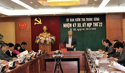 Kỳ họp thứ 22 của Ủy ban Kiểm tra Trung ương. Ảnh: HH