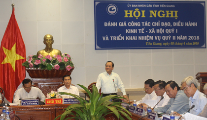 Phó Chủ tịch UBND tỉnh Trần Thanh Đức phát biểu tại hội nghị.