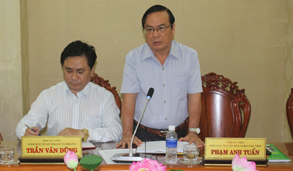 Phó Chủ tịch UBND tỉnh Phạm Anh Tuấn phát biểu tại phiên họp.