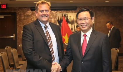 Phó Thủ tướng Vương Đình Huệ tiếp Lãnh đạo tập đoàn dầu mỏ ExxonMobil. Ảnh: TTXVN
