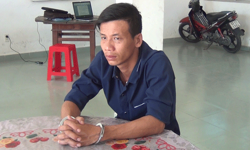 Nghi can Đặng Lâm Vũ tại cơ quan công an.