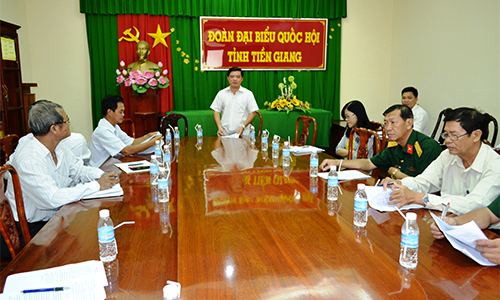 Phó Trưởng đoàn ĐBQH tỉnh Nguyễn Thanh Hải phát biểu tại cuộc họp